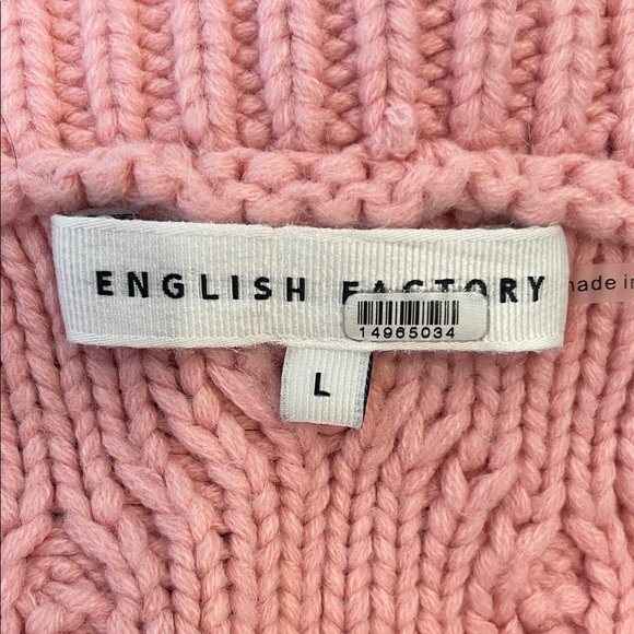 English Factory Cable Knit Sweater in Blush, L - Picture 4 of 9